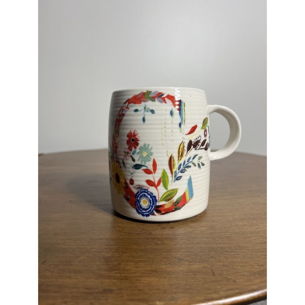 Anthropologie Starla M Halfmann Mug‎ Coloful Ceramic Monogram C Initial New